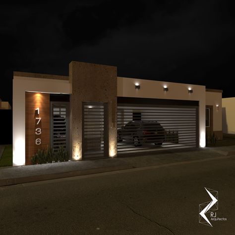 Remodelación residencial casas modernas de rj arquitectos moderno | homify Double Story House, House Fence Design, Front Gate Design, Entrance Gates Design, Modern House Facades, House Gate Design, Small House Design Plans, House Front Design, Home Building Design