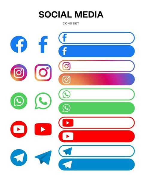 social media facebook instagram whatsapp youtube telegram Icon button template Social Media Logos Icons Png, Telegram Icon, Button Template, Facebook And Instagram Logo, Beautiful Friend Quotes, Facebook Template, Logo Motion, Social Media Icons Vector, Facebook Icon