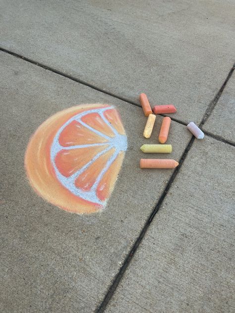 Chalk Art Fruit, Fruit Chalk Art, Cute Summer Chalk Ideas, Cool Sidewalk Chalk Art, Preppy Chalk, Aesthetic Chalk Art, Summer Chalk Art, Easy Chalk Art, Sidewalk Chalk Art Ideas