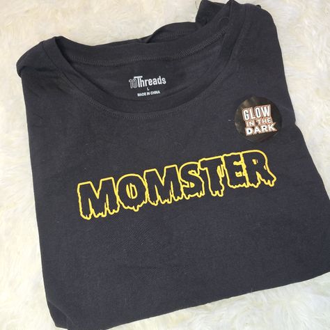 Nwt Momster Monster Women's Long Sleeve Halloween Shirt Momster Halloween Shirt, Black Orange, Halloween Shirt, Shirt Color, Orange Black, Glow In The Dark, Women Long Sleeve, Long Sleeve Tees, Cricut