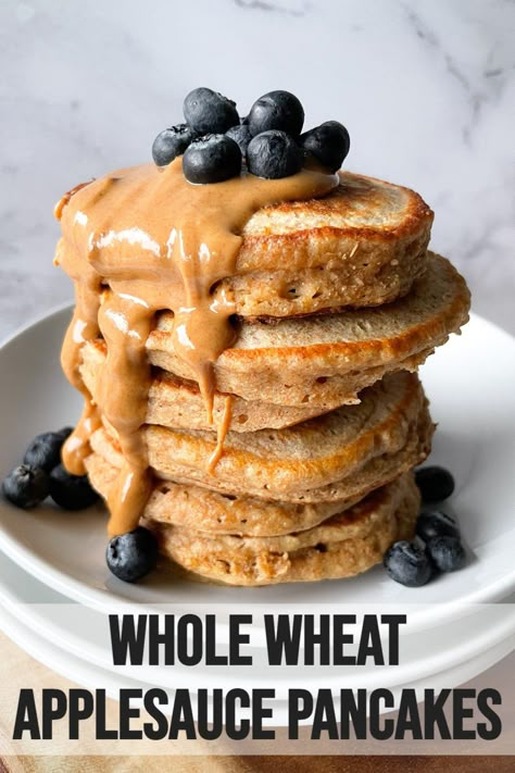 Healthy Whole Wheat Pancakes, Applesauce Pancakes, Cinnamon Applesauce, Healthy Pancake, Whole Wheat Pancakes, Wheat Pancakes, Healthy Pancake Recipes, Healthy Nutrition Plan, Wheat Recipes