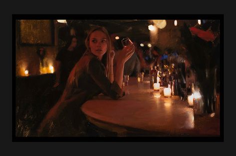 Casey Baugh Portrays Vivid Night Scenes in New Oil Paintings | Hi-Fructose Magazine Casey Baugh, Photorealistic Portraits, Film Inspiration, Oil Portrait, Night Scene, Photography Inspo, Oil Painting On Canvas, Contemporary Artists, Interesting Art