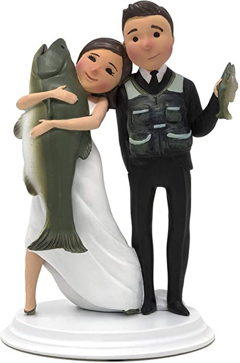 Fishing Wedding Cake, Fishing Wedding Cakes, Fishing Wedding Cake Toppers, Fishing Themed Wedding, Bridal Cake Topper, Fishing Cake Topper, Funny Wedding Cake Toppers, Wedding Cake Toppers Unique, Fishing Wedding