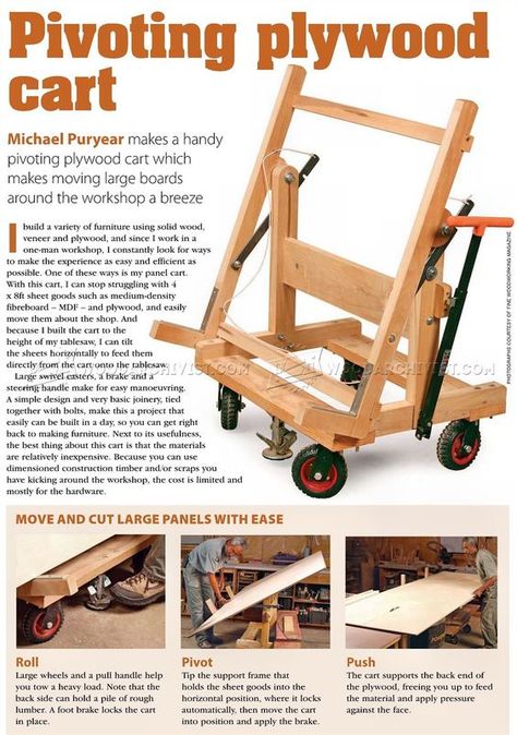 Plywood Cart, Wood Cart, Plywood Storage, Woodworking Garage, Wooden Cart, Lumber Storage, Workbench Plans Diy, Wood Shop Projects, Workshop Organization