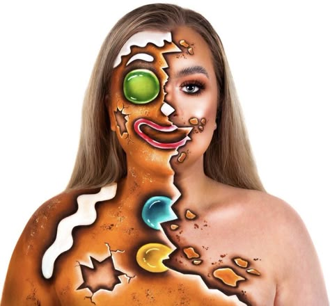 Gingerbread Makeup, Xmas Makeup, Christmas Face Painting, Scary Christmas, Horror Makeup, Up Theme, 25 Days Of Christmas, The Routine, Theme Days