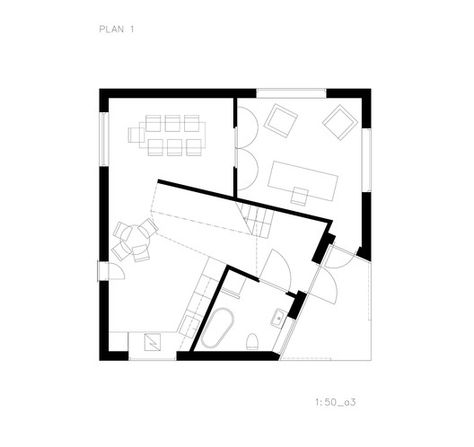 Gallery of Happycheap House / Tommy Carlsson - 9 Square Apartment Plan, Square Floor Plans, Square House Plans, Slope House, Deconstructivism, Compact House, Building Plans House, Architectural Floor Plans, Sims House Design