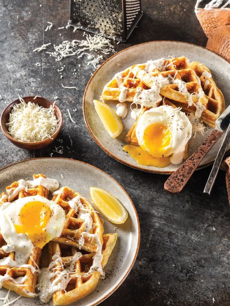 Trust us—savory waffles might be your new preference, especially when you try our Buttermilk Grits Waffles. Buttermilk Grits, Grits Waffles, Veggie Waffles, Brunch Waffles, Stone Ground Grits, Breakfast Crepes, Savory Waffles, White Wine Sauce, Belgian Waffles