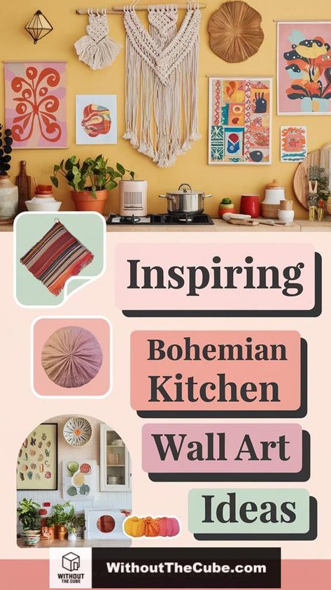 Incorporating bohemian kitchen wall art is essential for creating a vibrant and eclectic atmosphere in your cooking space. This style invites creativity through unique elements like colorful tapestries and intricate macramé. Explore how these artistic choices can enhance your kitchen's aesthetic and reflect your personal style in surprising ways. #HomeDecor #KitchenDesign #BohemianKitchen #BohoStyle #EclecticDecor #WallArtIdeas Kitchen Feature Wall Ideas, Kitchen Decor Wall Art Creative, Kitchen Theme Ideas, Kitchen Wall Art Ideas, Kitchen Feature Wall, Kitschy Kitchen Decor, Kitchen Feature, Vintage Framed Prints, Kitchen Bohemian