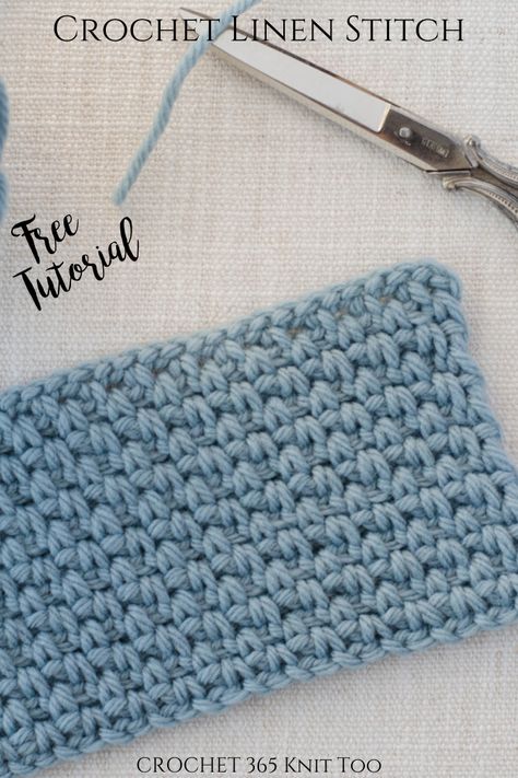 This crochet linen stitch tutorial is so fast and easy to follow!  Free too!!  #crochet #crochet365knittoo #freecrochet #easycrochet #funcrochet #crochetbasics #howtocrochet #crochettutorial #crochetlinenstitch #linenstitch #crochetstitches Crochet Linen Stitch, Linen Stitch Crochet, Woven Stitch, Crochet Stitches For Blankets, Linen Stitch, Crochet Blanket Pattern, Stitch Tutorial, Crochet Buttons, Crochet Dishcloths