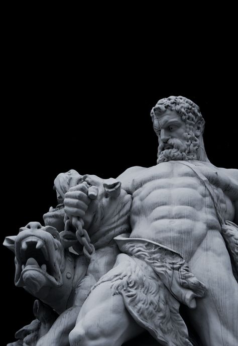 Hercules vs Cerberus (by Geoff Whitehouse) Edited by JohnnyBravo20 Cai Arabi, Hercules Statue, Greek Mythology Statue, Ancient Greek Sculpture, Classic Sculpture, Greek Statues, Roman Sculpture, Mythology Tattoos, Greek Tattoos