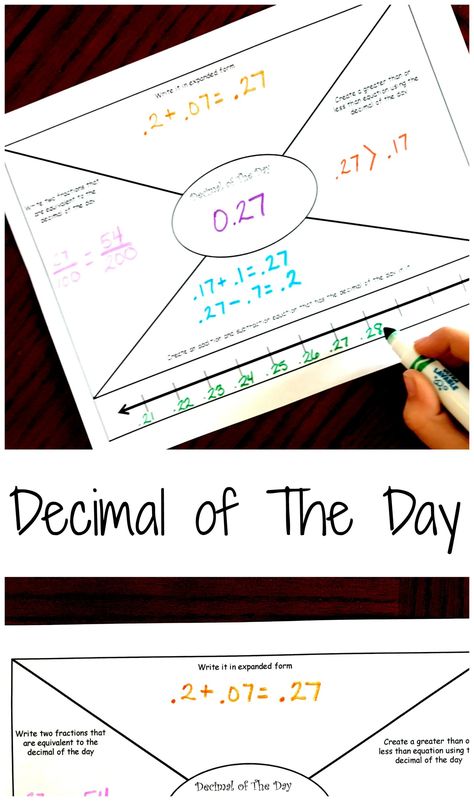 Daily practice is a great way to learn decimals and this decimal of the day sheet is the perfect way for quick review. And it is FREE. Divide Decimals, Teaching Decimals, Math Decimals, Human Psychology, Math Riddles, Fifth Grade Math, Math Intervention, Fourth Grade Math, Math Journals