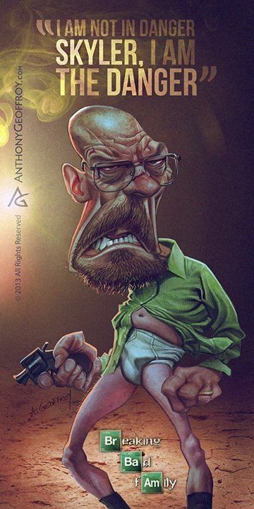 Breaking Bad Cast, I Am The Danger, Breaking Bad Series, Breaking Bad 3, Breaking Bad Art, Bad Art, Celebrity Caricatures, Walter White, Better Call Saul