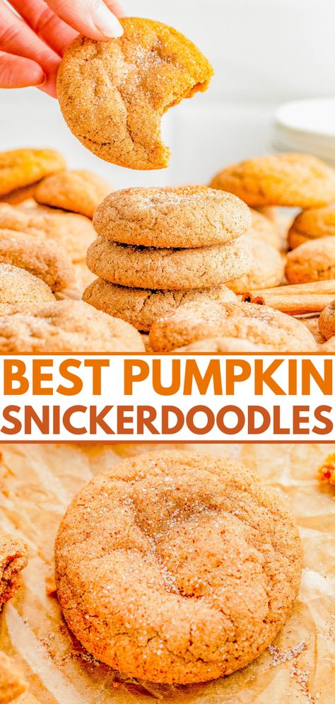 Pumpkin Snickerdoodle Cookie Recipe, Autumn Desserts, Autumn Foods, Pumpkin Snickerdoodles, Peter Pumpkin, Pumpkin Oatmeal Cookies, Thanksgiving 2023, Pumpkin Eater, Cozy Fall Vibes