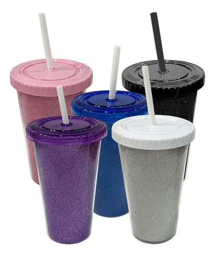 Vaso Acrilico Tipo Starbucks Con Sorbete Y Glitter  - $ 7.092 Glitter