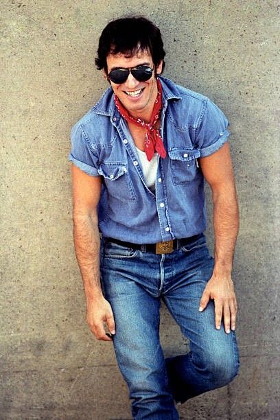 80s Outfits Men, 80s Fashion For Men, Bruce Springsteen The Boss, Denim Outfit Men, Boss Birthday, Fashion 50s, 80s Men, Casual Denim Jacket, 80s Outfit