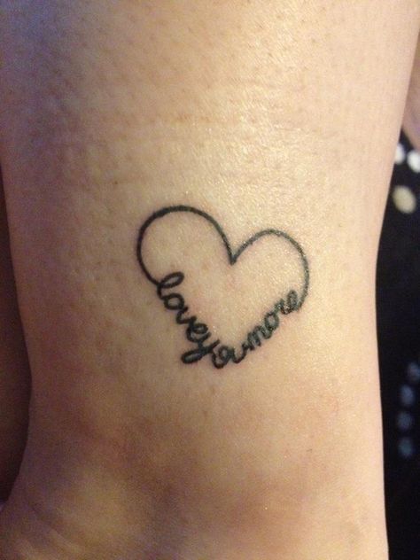 Tattoo I designed in honor of my grandmother who passed in December 2011. Love you more was her favorite thing to say to her loved ones before she hung up. I Love You More Tattoo, Tattoos To Remember Loved Ones, Love You More Tattoo, Blessed Tattoos, Grandma Tattoos, Mom Daughter Tattoos, Tattoos Infinity, More Tattoo, Couple Tattoo