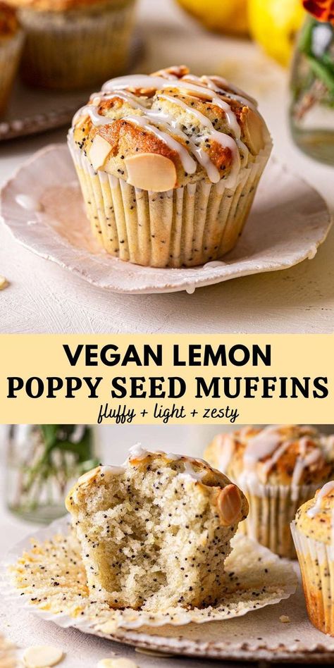 Lemon Poppy Seed Muffins, Seed Muffins, Vegan Baking Recipes, Poppy Seed Muffins, Vegan Muffins, Lemon Poppyseed Muffins, Sans Gluten Sans Lactose, Vegan Bakery, Lemon Poppy Seed