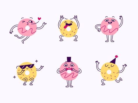 Donut emojis by Oddball Creative on Dribbble Donuts Illustration, Donut Illustration, Mobile Interface, Artist Portfolio, Mobile App Design, Logo Mark, Food Illustration, Landing Page Design, Food Illustrations