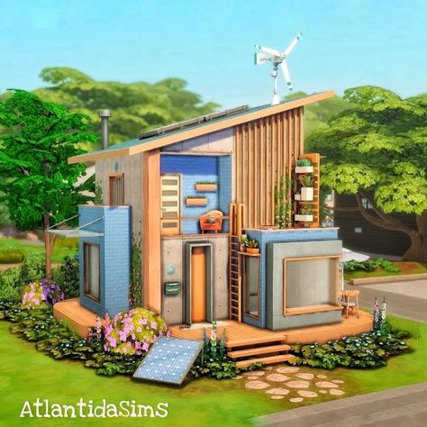 Sims 4 Eco House, Die Sims 4, Sims 4 Challenges, Concept Models Architecture, Sims 4 House Building, Eco Lifestyle, Sims 4 House Design, Casas The Sims 4, Sims Building