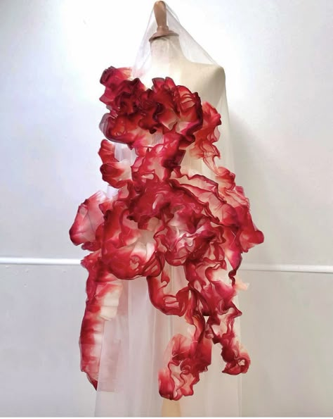 Halloween Bride Costumes, Advanced Higher Art, Bloom Fashion, Pleated Organza, A Level Textiles, Fashion Illustration Collage, Fashion Sketches Dresses, Body Adornment, Fashion Design Portfolio