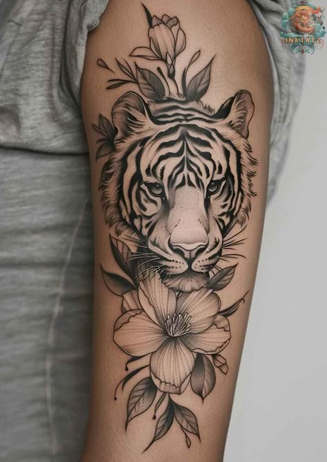 Celebrating Women and Their Unique Feminine Tiger Tattoos – 48 Designs - inktat2.com Tiger Tattoo Thigh, White Tiger Tattoo, Leopard Tattoos, Thigh Tattoo Designs, Tiger Tattoo Design, Hip Tattoos Women, Thigh Tattoos Women, Tiger Tattoo, White Tattoo