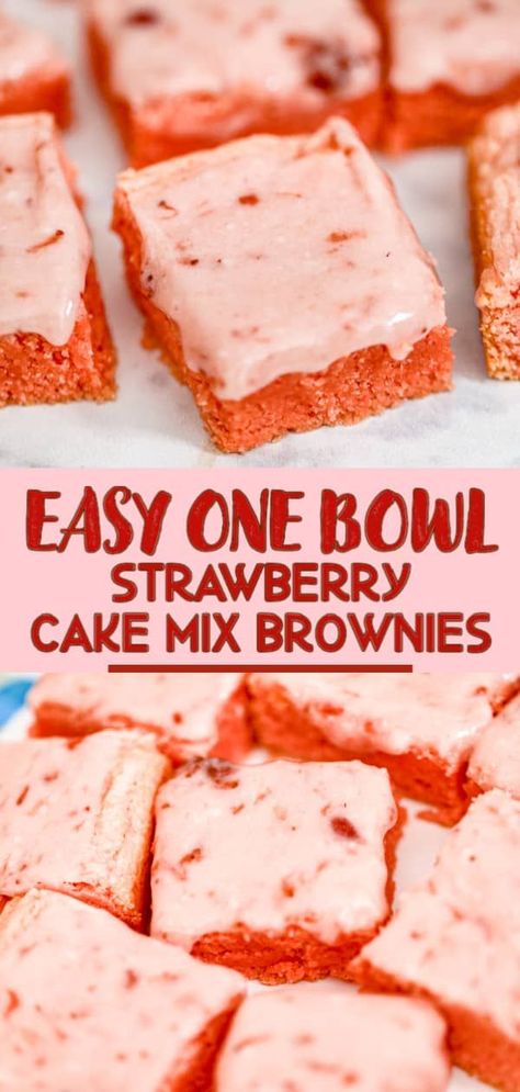 Cake Mix Brownies, Strawberry Cake Easy, Strawberry Brownies, Fruit Bars, Cake Mix Desserts, White Chocolate Strawberries, Strawberry Cake Mix, Strawberry Flavor, Bar Cookies