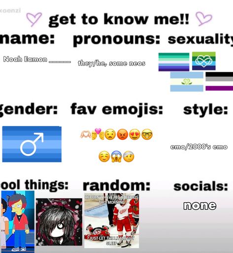 Emo Names, Names Boy, Emo 2000s, Tools Drawing, 2000s Emo, Art Tools Drawing, Art Tools, Get To Know Me, Getting To Know