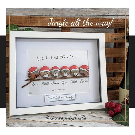 Jingle All the Way Christmas Robins Personalised Robins - Etsy Family Pebble Art, Stone Pictures Pebble Art, Pebble Pictures, Artwork Gifts, Jingle All The Way, Christmas Decoration Items, Christmas Wall Decor, Rock Crafts, Robins