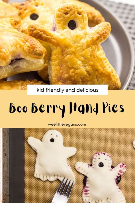 Spooky Pies For Halloween, Boo Berry Pie, Ghost Hand Pies, Halloween Hand Pies, Berry Hand Pies, Cream Cheese Breakfast, Boo Berry, Blueberry Filling, Gluten Free Puff Pastry