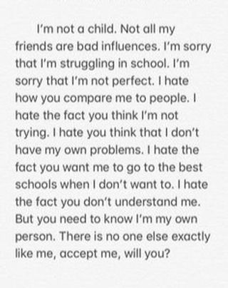 Parents need to understand this!! My parents especially!! This how i literally feel. I have overprotective parents who don't let me grow up!! why can't she just understand this Why Don’t My Parents Love Me, Only Parents Will Understand, How To Annoy Your Parents, How To Persuade Your Parents, Why Do My Parents Not Like Me, I Hate When My Parents, Parents Don't Understand Quotes Truths, What Parents Need To Understand, Parent Issue