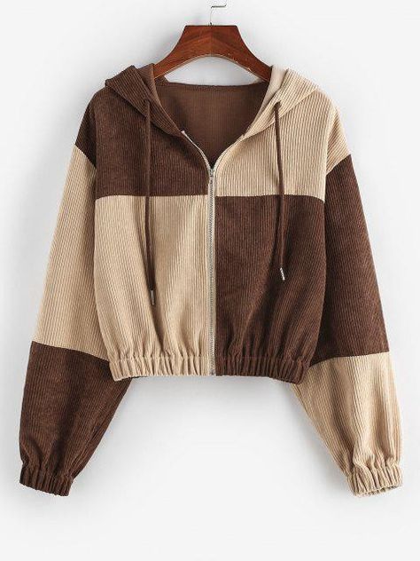 Two tone zip hoodie Earthy Tones Outfit, Earthy Tone Outfits, Colorblock Sweatshirt, Fur Coat Long, Jacket Store, Corduroy Coat, Matching Swimwear, Quick Outfits, Fashion Materials