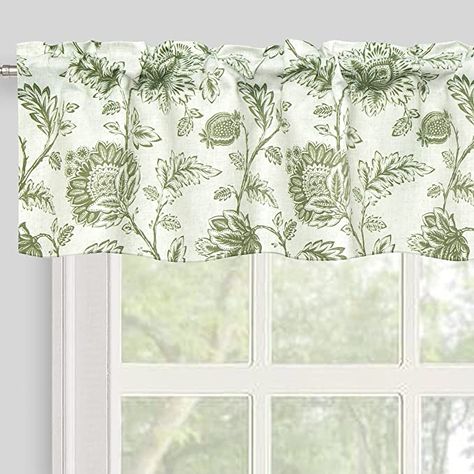 Jacobean Floral, Small Window Curtains, Small Window, Kitchen Valances, Decoration Styles, Insulated Curtains, Floral Leaves, Curtain Valance, Small Windows