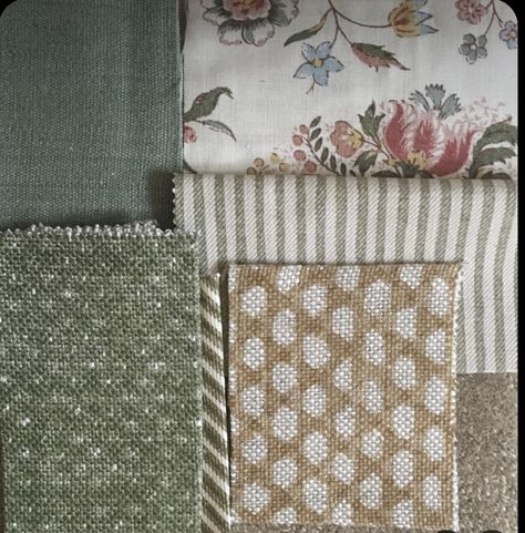 Colefax And Fowler Interiors, Mixing Patterns Living Room, Fermoie Fabric, Colfax And Fowler, Mixing Fabrics Patterns, Colefax And Fowler, Modern Rustic Living Room, Muted Colours, Material Palette