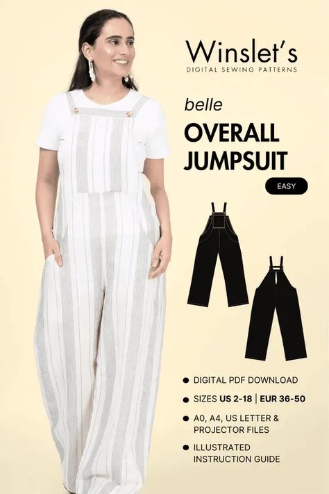 sewing patterns for women Jumpsuit Sewing Pattern, Jumpsuit Sewing, Jumpsuit Pattern Sewing, Sewing Patterns For Women, Wardrobe Styling, Overall Jumpsuit, Simple Tee, Simple Tees, Wardrobe Style