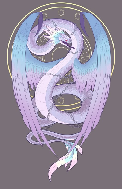 Winged Serpent Art, Amphitere Dragon, Amphiptere Dragon, Cute Mythical Animals, Mythical Creatures Drawings, Dragon Designs, Mystical Animals, Creature Artwork, Mythical Animal