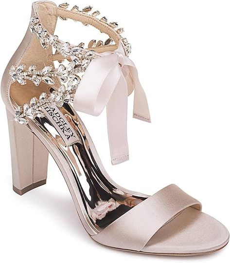 Badgley Mischka womens Block Heel Sandal Heeled Sandal : Amazon.ca: Clothing, Shoes & Accessories Quinceanera Shoes, Ribbon Heels, Hak Tinggi, Ankle Strap Block Heel, Prom Heels, Wedding Shoes Heels, Fancy Shoes, Wedding Heels, Prom Shoes