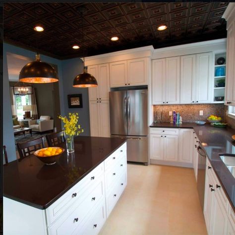 GreenRose Fine Homes Dark Ceiling Decor Black Kitchen Ceiling Ideas, Black Ceiling In Kitchen, Dark Kitchen Ceiling, Copper Ceiling Kitchen, Kitchen With Black Ceiling, Black Ceiling Kitchen Ideas, Dark Ceiling Kitchen, Ceiling Tile Kitchen, Black Ceiling Kitchen