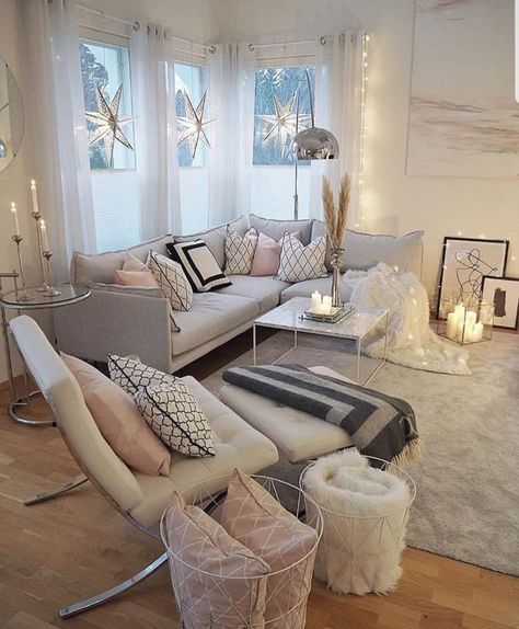 Vstupná Hala, Modern Grey Living Room, Scandinavian Design Living Room, Pink Living Room, Trendy Living Rooms, Living Room Scandinavian, Neutral Living Room, Living Room Design Decor, Living Room Decor Cozy