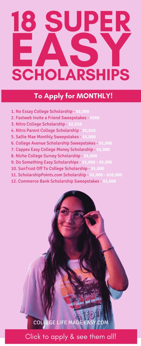 This list of easy scholarships for college is just what I needed! The best part is I can apply for these all every single month - and you know I will be! #scholarship #scholarships #college #collegelife #student #studentlife #collegetips #money Easy Scholarships, Scholarships For College Students, Grants For College, School Scholarship, Financial Aid For College, College Life Hacks, College Money, College Planning, Budget Planer