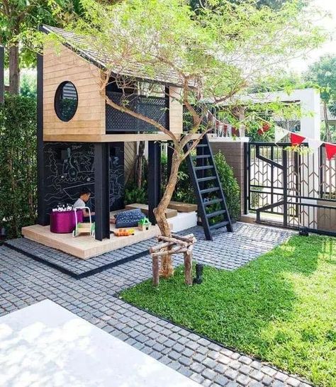 Moderne Have, Courtyard Landscaping, Play Area Backyard, Backyard House, Cozy Backyard, Patio Garden Design, Modern Garden Design, Playground Design, Casa Exterior