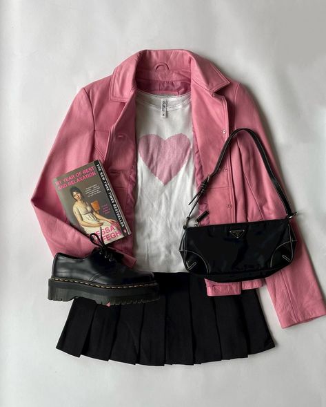 swipe for doc martens outfit inspo • • • • • • • • • • • Coquette Style Romantic Style Princesscore Just Girly… | Instagram Pink Outfits Aesthetic, Preppy Chic Outfits, Martens Outfit, Doc Martens Outfit, Pink Leather Jacket, Cottagecore Vintage, Coquette Style, Preppy Chic, Leather Jacket Outfits