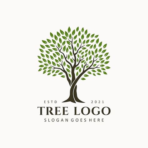 Ilustração de design de logotipo de árvo... | Premium Vector #Freepik #vector #logo-ecologia #eco-logo #logo-planta #arvore-ramos Unusual Illustration, Tree Of Life Logo, Beauty Sign, Landscaping Logo, Clean Logo Design, Watermark Ideas, Leaf Symbol, Floral Template, Tree Logo Design