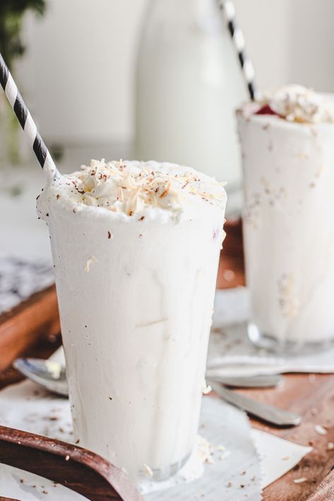 Coconut Milkshakes - lepetitbrunchery.com Mocha Milkshake, Coconut Shake, Coconut Milkshake, Flake Chocolate, Coconut Extract, Ice Cream Scooper, Creamy Smoothies, Ice Cream Ingredients, Summer Ice Cream