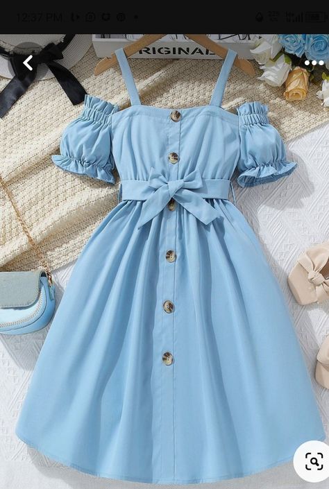 Cute Dresses Casual Classy Short, Shein Kids, Kids Dress Wear, Stylish Short Dresses, Cute Dress Outfits, Blue Cute, Trendy Dress Outfits, Kids Fashion Dress