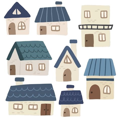 Cute home illustration set | Premium Vector #Freepik #vector #home #architecture #building #construction Home Vector Illustration, House Illustration Simple, Cute House Illustration, House Vector Illustration, Monster Ideas, Home Illustration, Element Illustration, Home Architecture, House Illustration