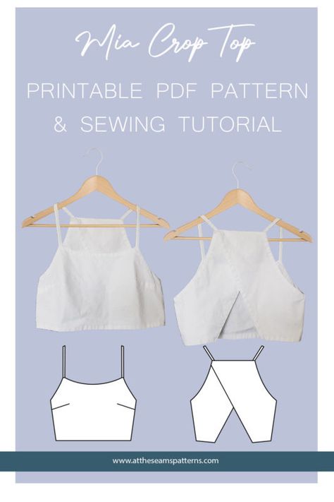 Open Back Tank Top Sewing Pattern, Top Pattern Sewing, Crop Top Sewing, Crop Top Sewing Pattern, Diy Crop Top, Sewing Top, Open Back Crop Top, Crop Top Pattern, Patterned Crop Top