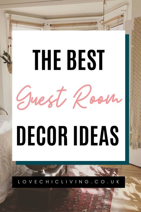 How to design a stylish guest bedroom! In this post, you'll see some of my favourite guest bedroom ideas on a budget big or small! Whether you're designing a small guest bedroom, have a luxury idea with a luxury budget to match or want to do something quick and simple, these modern guest bedroom ideas will give you the inspiration you're looking for! Small Guest Bedroom Color Ideas, Full Size Guest Bedroom, Guest Signs For Bedroom, Serene Guest Bedroom, Setting Up A Guest Bedroom, Guest Bedroom Layout Ideas, How To Decorate Guest Bedroom, How To Decorate A Guest Room, Guest Bedroom Ideas Bright