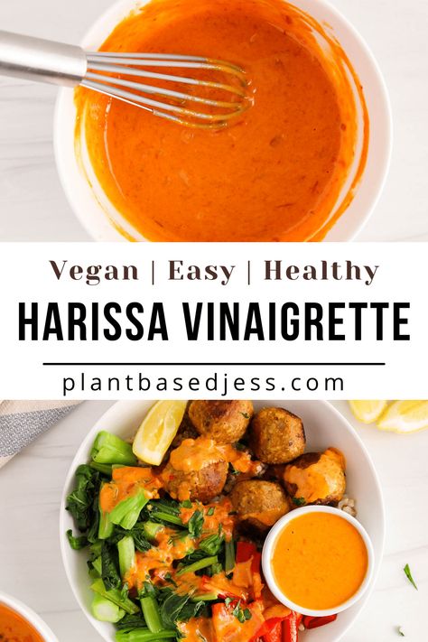 Creamy Harissa Dressing - Plant Based Jess Sauce For Falafel, Clean Salad Dressings, Harissa Dressing, Healthy Dressing Recipes, Harissa Recipes, Healthy Dressing, Vegan Salad Dressing, Grain Bowls, Veggie Salad