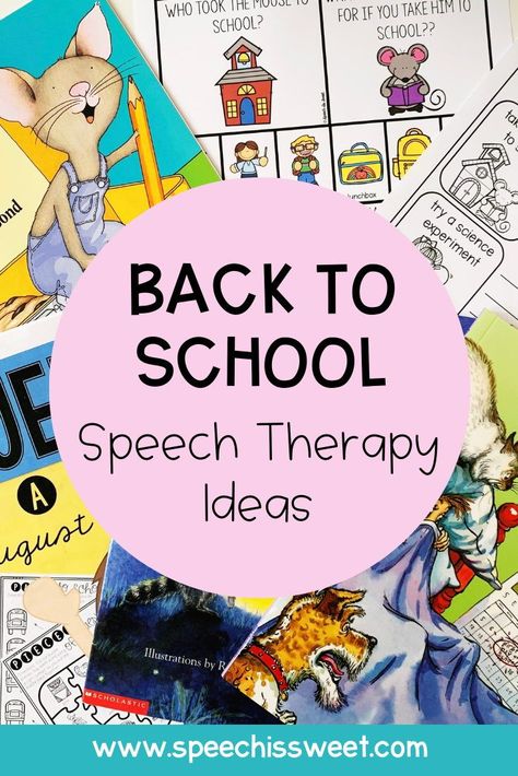 Looking for back to school speech therapy ideas? Take a look at the Speech is Sweet blog which features tons of ideas for back to school speech activities, book ideas to incorporate literacy into your speech and language sessions, and other fun back to speech activities and ideas for SLPs working with preschoolers and young children. Back To School Speech Therapy Activities, Froggy Goes To School, Speech Therapy Organization, Back To School Speech Therapy, Speech Therapy Themes, Speech Crafts, Speech Therapy Activities Preschool, Therapy Skills, Speech Therapy Tools