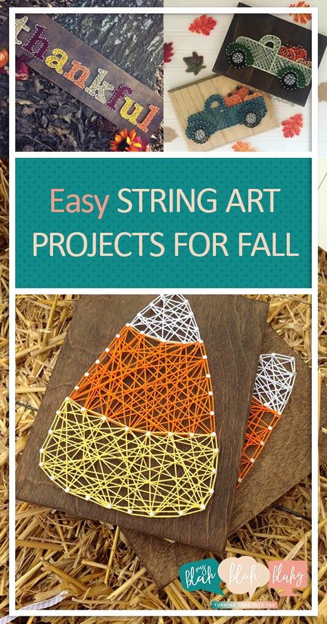 Easy String Art Projects for Fall • Useful Crafts For Adults Easy Diy, Fall Fun Crafts, Free String Art Patterns, String Art For Beginners, Fall String Art, Halloween String Art, String Pictures, Pumpkin String Art, Yarn Art Diy